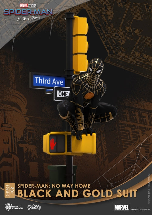 Spider Man - Figurine Black and Gold Suit Diorama Stage 102