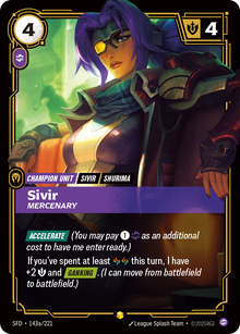 Riftbound - Carte Sivir, Mercenaire V.2 Showcase Armes Spirituelles FOIL FR