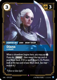 Riftbound - Carte Diana, Lunari V.1 Rare Déchaînement FOIL FR