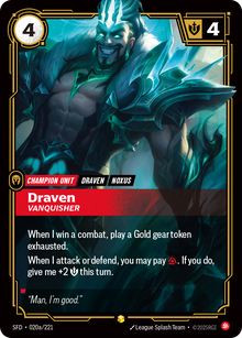 Riftbound - Carte Draven, Vainqueur V.2 Showcase Armes Spirituelles FOIL FR
