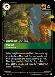 Riftbound - Carte Ivern, Main verte V.1 Rare FOIL FR - Riot Games