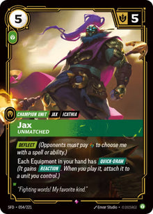 Riftbound - Carte Jax, Inégalable V.1 Rare Armes Spirituelles FOIL FR - Riot Games