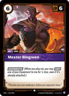 Riftbound - Carte Maître Bingwen Armes Spirituelles FR - Riot Games