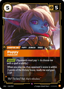Riftbound - Carte Poppy, Parangon V.1 Rare Déchaînement FOIL FR - Riot Games