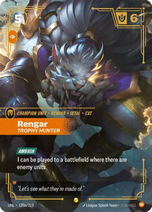Riftbound - Carte Rengar, Chasseur de trophées V.2 Showcase Déchaînement FOIL FR