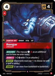 Riftbound - Carte Rengar, Invisible V.1 Rare Déchaînement FOIL FR - Riot Games