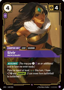 Riftbound - Carte Sivir, Mercenaire V.1 Rare Armes Spirituelles FOIL FR - Riot Games