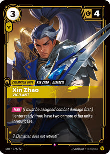 Riftbound - Carte Xin Zhao, Vigilant Armes Spirituelles FOIL FR - Riot Games